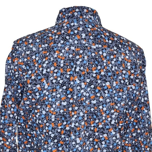Beams Heart Corduroy Button Down Shirt Gray Blue Orange Floral Women's Small - Picture 5 of 10
